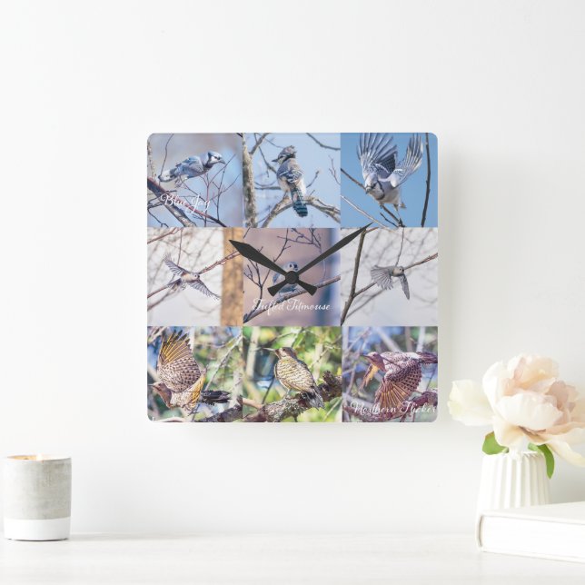 Fåglar i Rörelse Clock Fyrkantig Klocka (Hem)