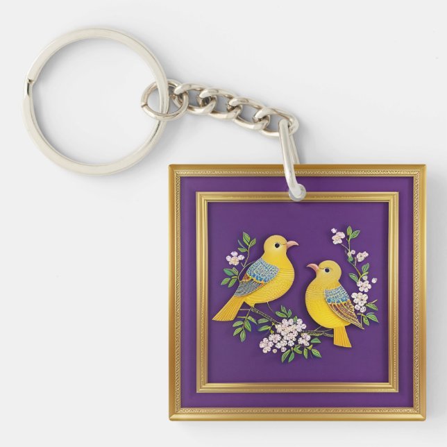 🕊️ Fåglar i utsmyckad guldram för present 🕊️ (Framsidan)