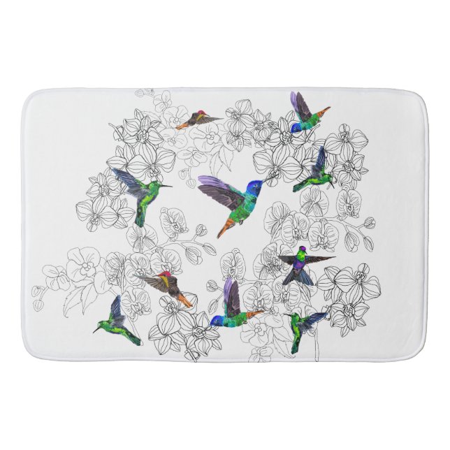 Fåglar i vår - Hummingbird - välj/lägg till Färg Badrumsmatta (Framsidan)