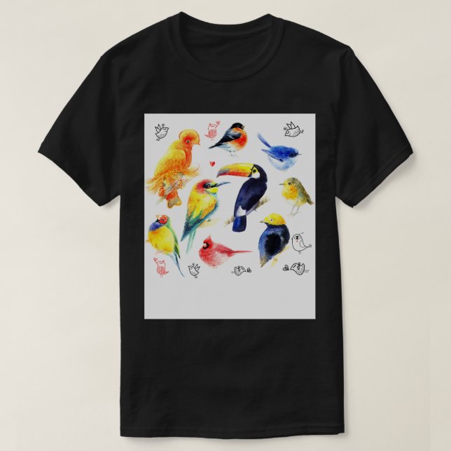 Fåglar i vatten Färg T Shirt (Design framsida)