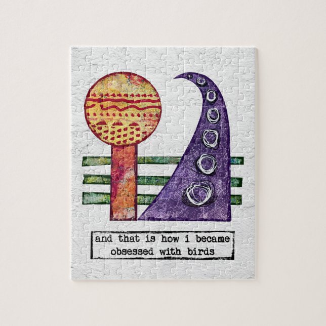 Fåglar Jigszawa Puzzle - Lustigt besatt av fåglar Pussel (Vertikal)