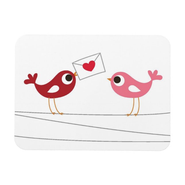Fåglar Kärlek Card Magnet (Horisontell)