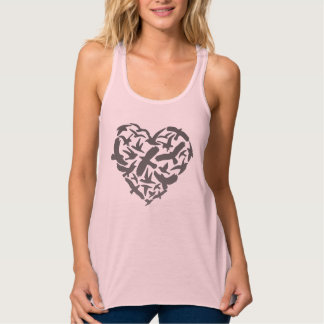 Fåglar Kärlek Heart-Coolan Linne Med Racerback