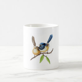 Fåglar kastar kuddar som imiterar broderieffekter kaffemugg