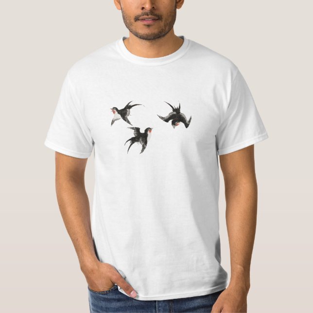 Fåglar - Katsushika Hokusai T Shirt (Framsida)