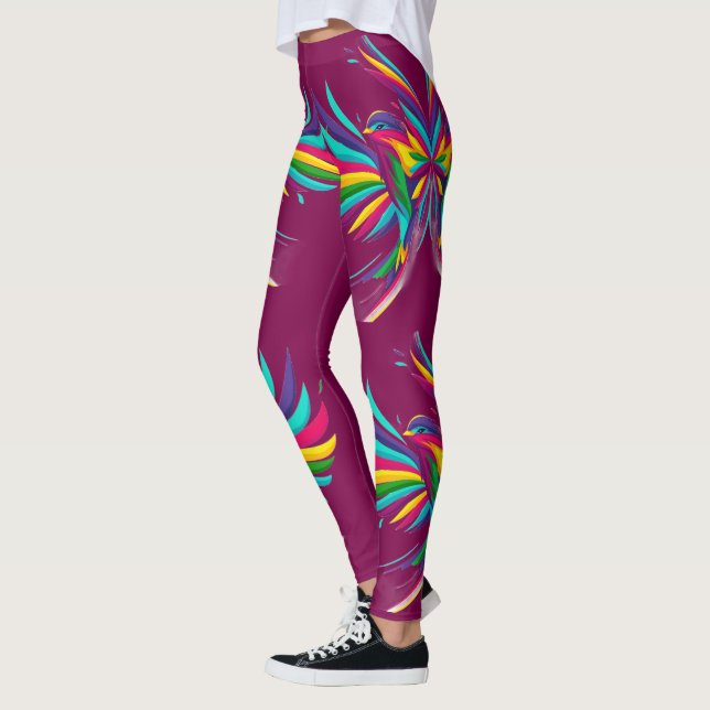 Fåglar Konstnärlig Abstrakt Leggings (Vänster)