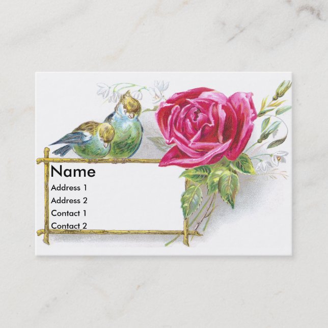 Fåglar & kort för rosa rosVictorianhandel (Framsida)