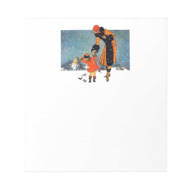 Fåglar matas i snön anteckningsblock (Framsida)