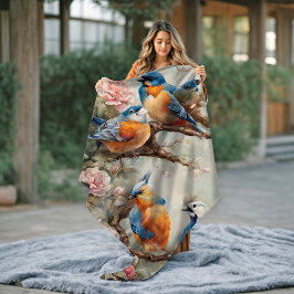Fåglar med Blanket Blanket Fleecefilt