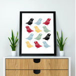Fåglar med färgstark Abstrakt i mitten av århundra Poster<br><div class="desc">Detta fantastiska medelårhundrade moderna poster med ljusa fåglar i färg,  rött,  blått,  grönt,  gult och svart. Det här blir ett färgstarkt tillägg till din hemdekoration!</div>