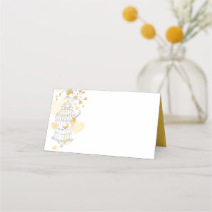 Fåglar med Gult öppnar burgrafikkort för gästplats Placeringskort