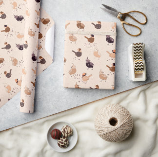 Fåglar med hatt, stjärnor, bär på ljus presentpapper