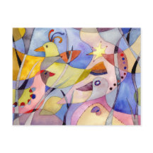 Fåglar med inspirationsgivande vattenfärg