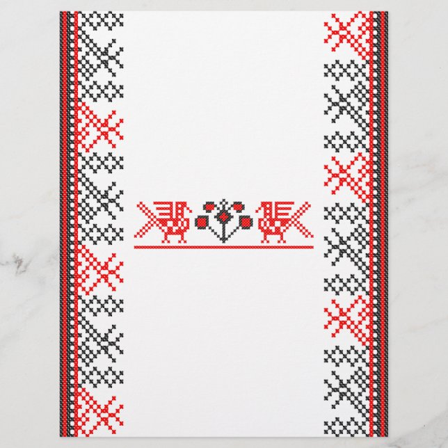 Fåglar med kor-stygn reklamblad (Framsidan)