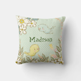 Fåglar med låg Blommigt Polka dots Baby Nursery Kudde
