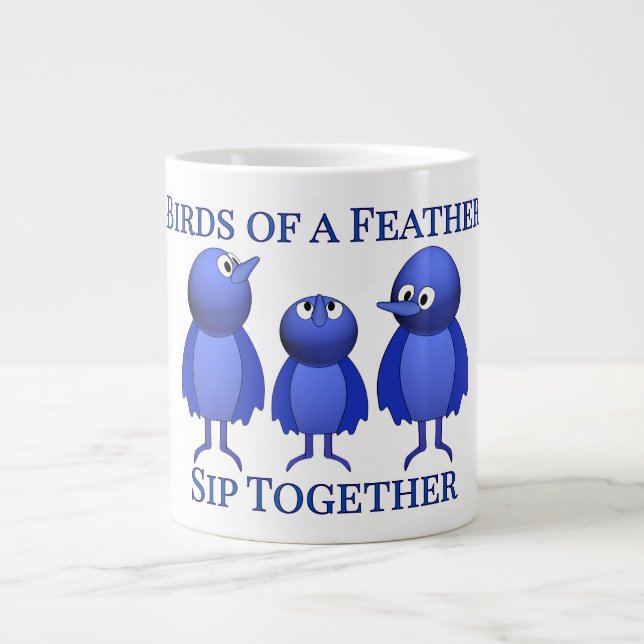 Fåglar med ludd tillsammans jumbo mugg (Framsidan)