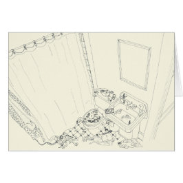 Fåglar med Öga View-funktion Familjefått Bathroom Hälsningskort