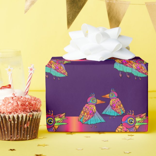 Fåglar med Papper inslagning Presentpapper (Födelsedagsfest)