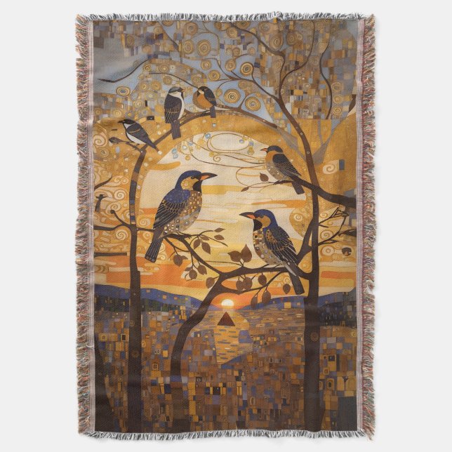 Fåglar med vacker Abstrakt vid soluppgång Filt (Framsidan Vertikal)