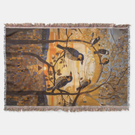 Fåglar med vacker Abstrakt vid soluppgång Filt