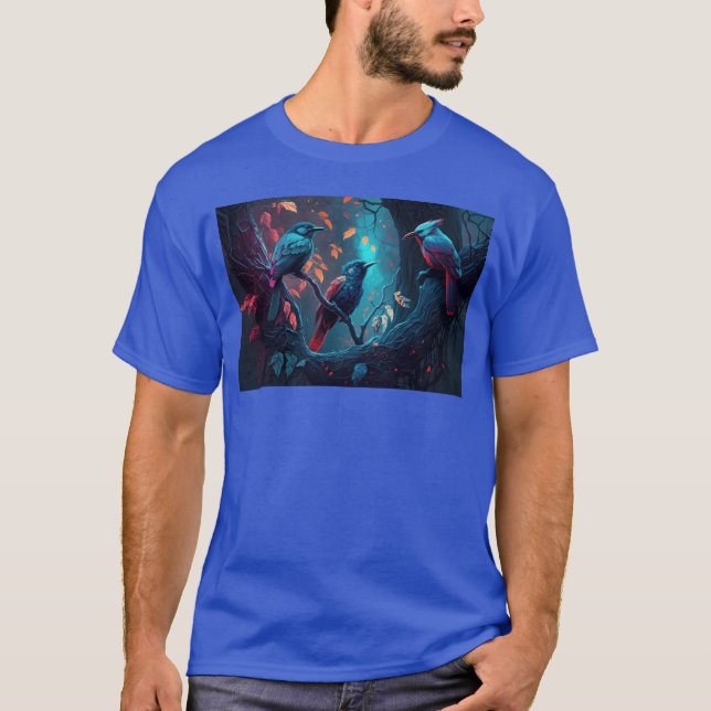 Fåglar med vacker färg Illustration Artwork5 rolig T Shirt (Framsida)