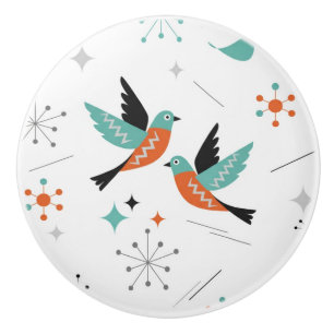 Fåglar Modern Mid Century Retro Atomisk Knopp