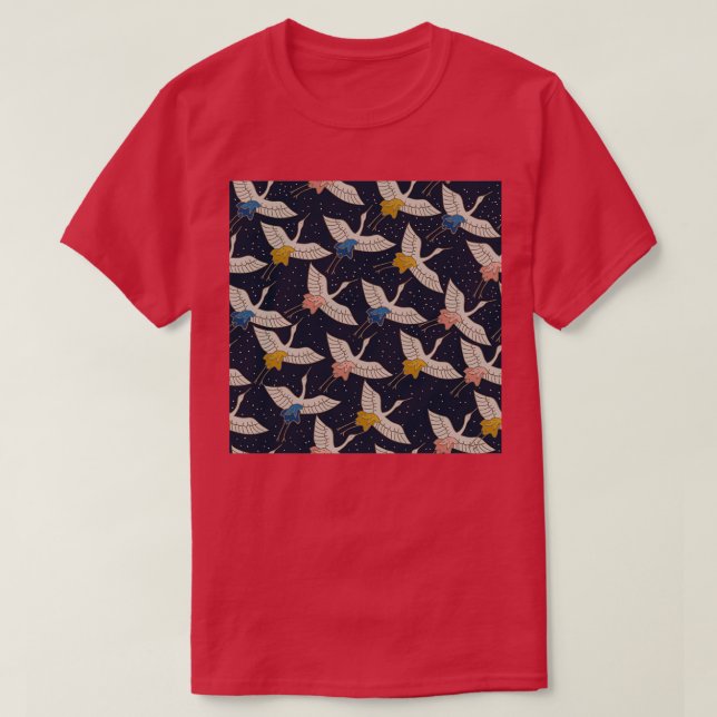 Fåglar mönster japanska mönster t shirt (Design framsida)
