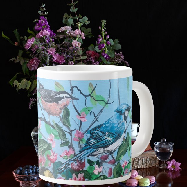 Fåglar Ny samling Original Hand Painting Art Jumbo Mugg (Skapare uppladdad)