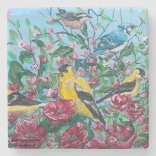 Fåglar Ny samling Original Hand Painting Art Stenunderlägg