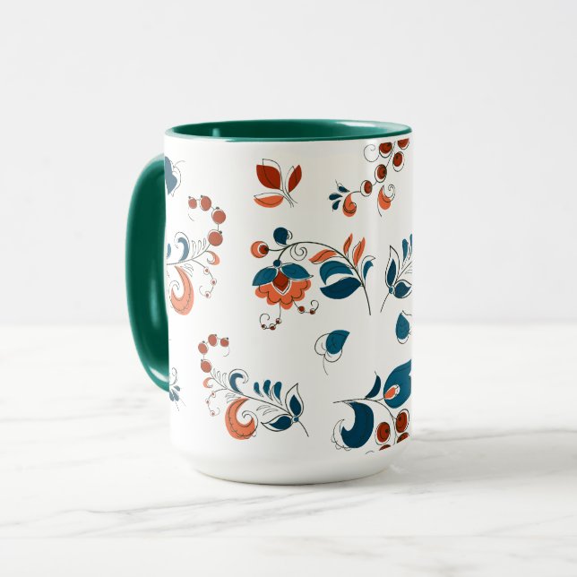 Fåglar och bär i ryska Stil Mugg (Framsida vänster)