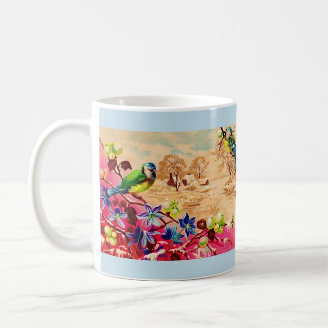 Fåglar och bär kaffemugg (Vänster)