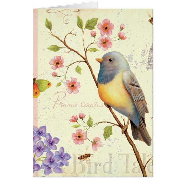 Fåglar och bin hälsningskort (Framsidan)