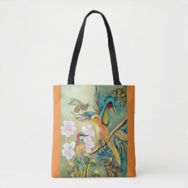 fåglar och bin som målar toto, hänger lös tygkasse