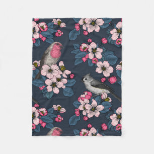 Fåglar och Blommar Fleecefilt