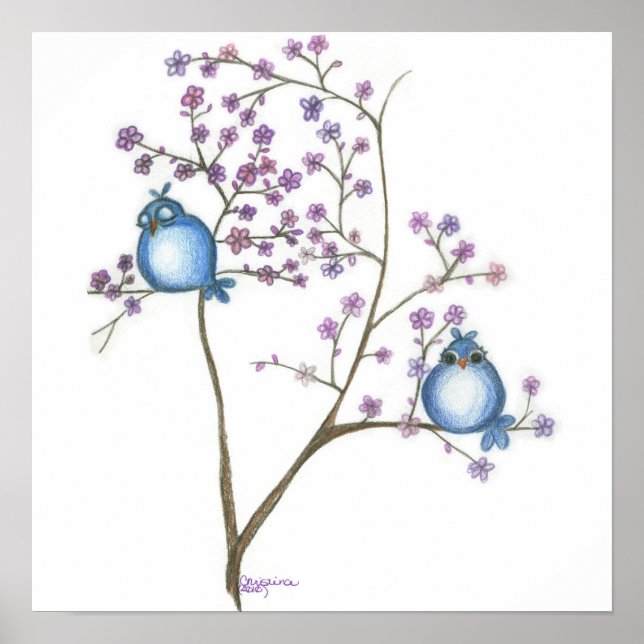 Fåglar och Blommar (liten poster) Poster (Framsidan)