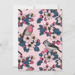 Fåglar och Blommar på rosan
