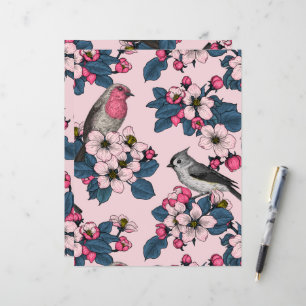 Fåglar och Blommar på rosan