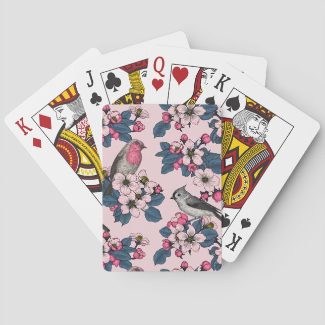 Fåglar och Blommar på rosan Casinokort (Baksidan)