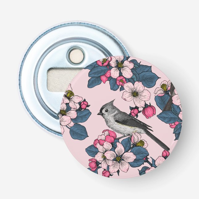 Fåglar och Blommar på rosan Flasköppnare (Framsidan)