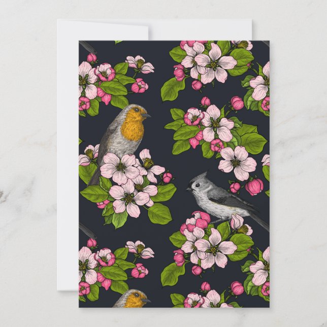 Fåglar och Blommar på svart (Framsida)