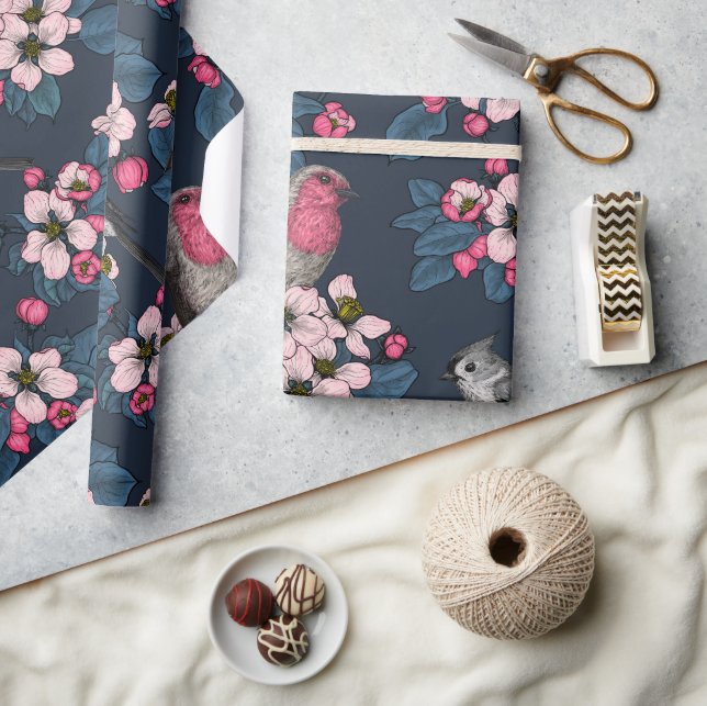 Fåglar och Blommar Presentpapper (Hantverk)