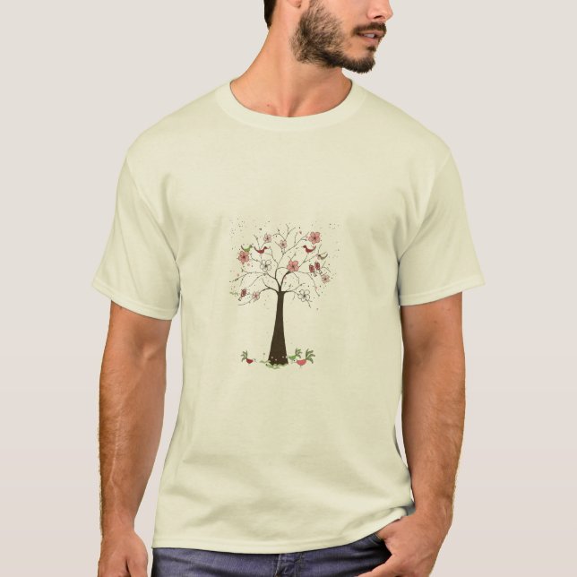 Fåglar och blommar tee shirt (Framsida)