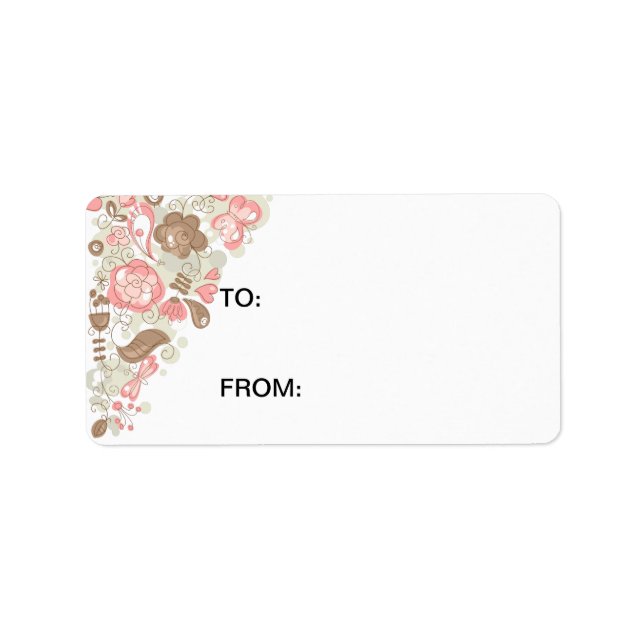 Fåglar och blommor adressetikett (Framsidan)