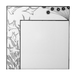 Fåglar och blommor Art Deco Nouveau Gräns Kakelplatta