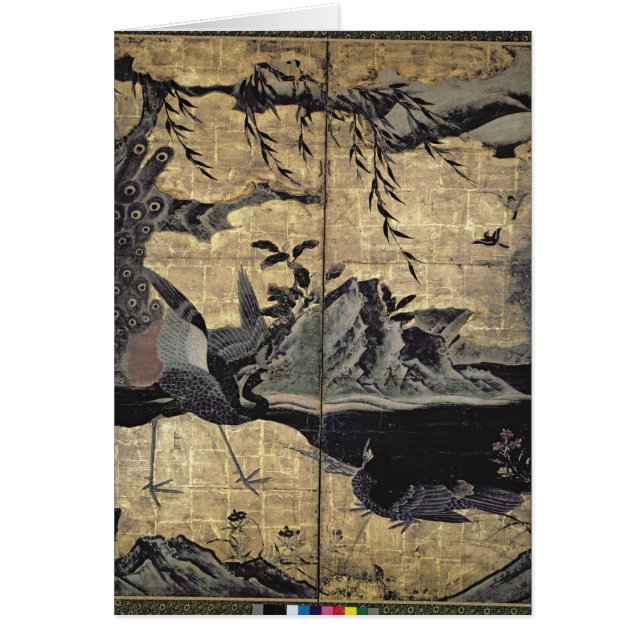 Fåglar och blommor av de fyra säsongerna hälsningskort (Framsidan)