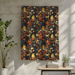 Fåglar och blommor, blanket för Mysiga flygnätter Fleecefilt