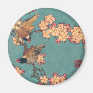 Fåglar och blommor Blommigt av japansk konsthalt Magnet