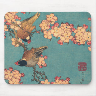 Fåglar och blommor Blommigt av japansk konsthalt Musmatta