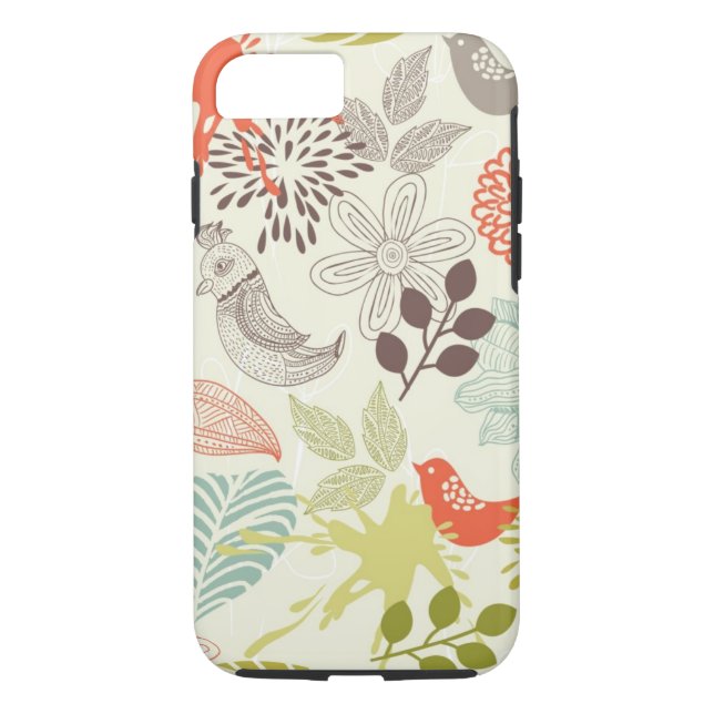 fåglar och blommor Case-Mate iPhone skal (Baksida)