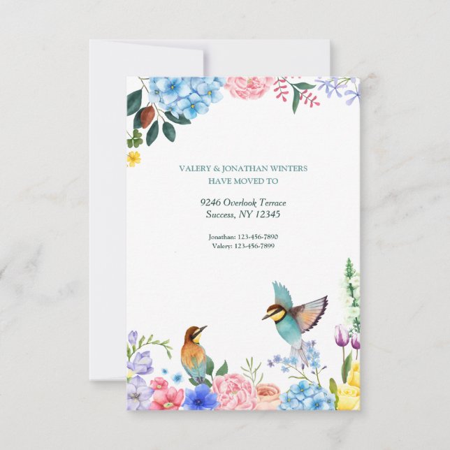 Fåglar och blommor Flytta Annocement Meddelande (Framsida)